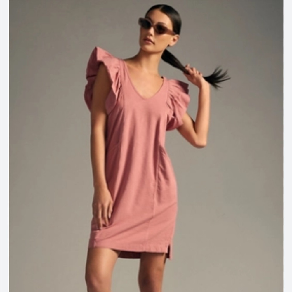 Daily Practice Sporty Flutter Sleeve Tee Dress Athletic Athleisure Pink size S